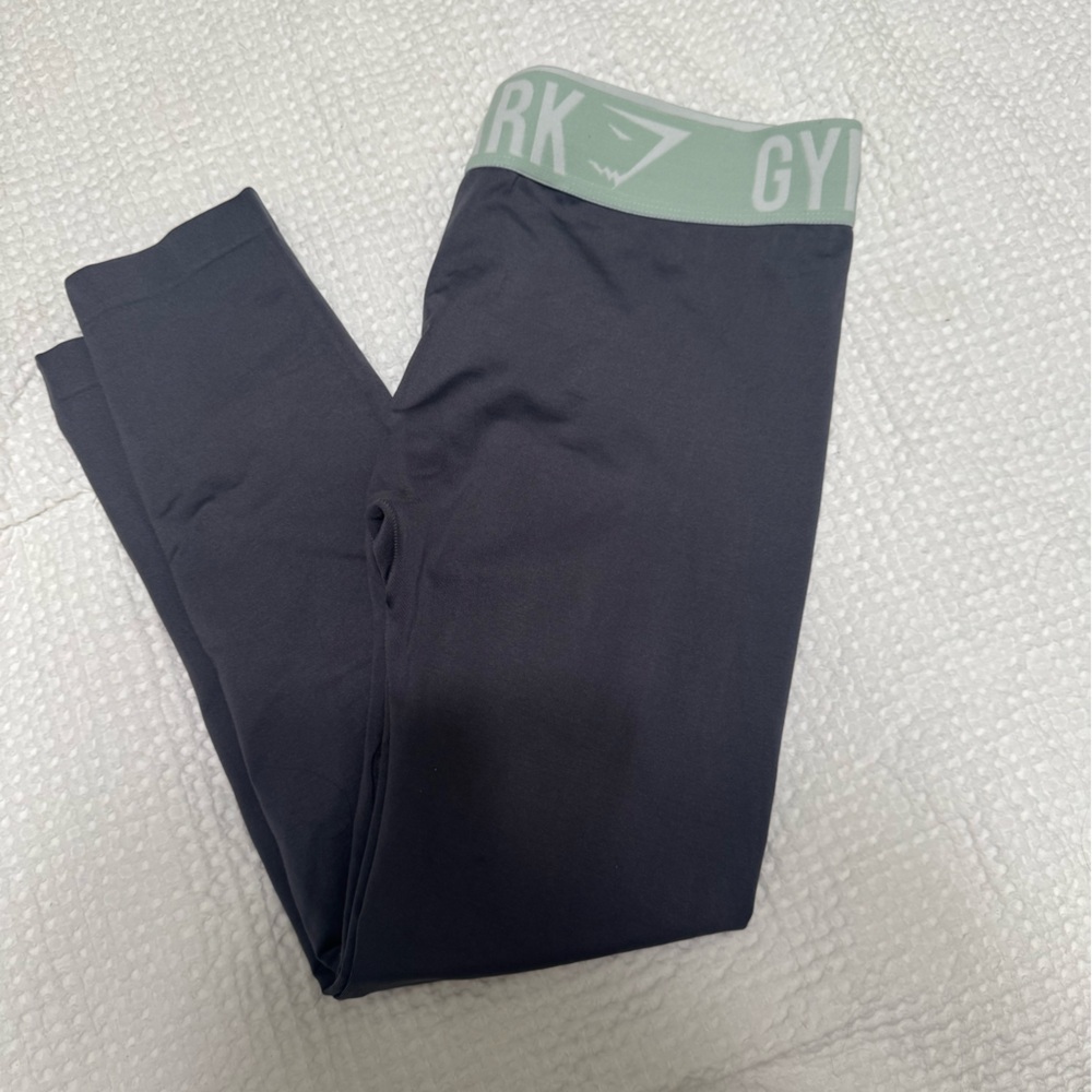 Gymshark Black Shorts with Sage Green Waistband